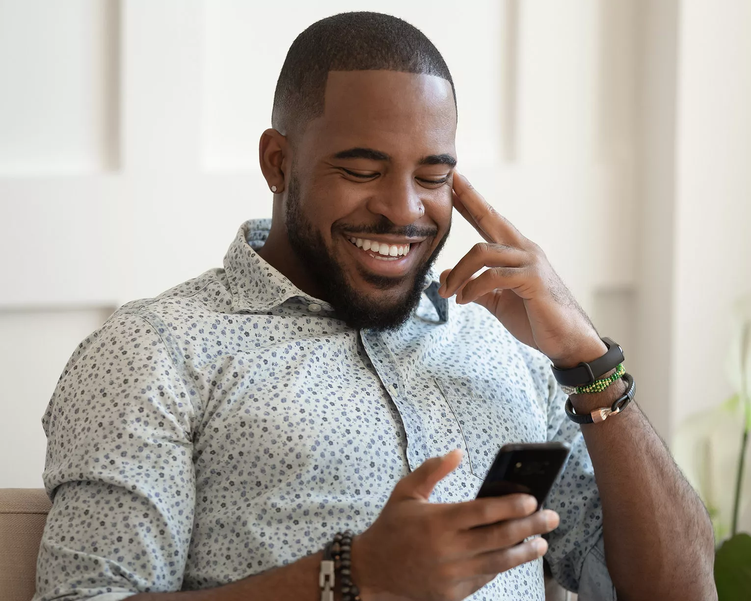 Man uses cell phone